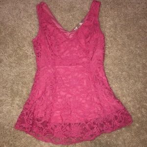 Pink Lace Tank Top